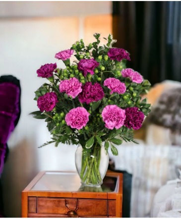 PUMP UP THE PURPLE Carnation Bouquet in Hesperia, CA | FAIRY TALES FLOWERS & GIFTS