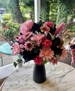 Pumpkin and Pink Silk Arrangement 