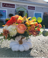 Pumpkin Ceramic Fall Arrangement