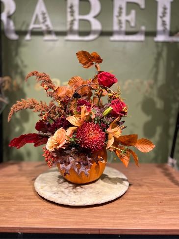 Pumpkin Flower Arrangement  in Orinda, CA | SaraBella flower shoppe