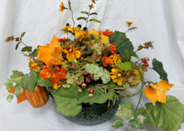 Pumpkin Patch Centerpiece Permanent Arrangement by Inspirations Floral Studio
