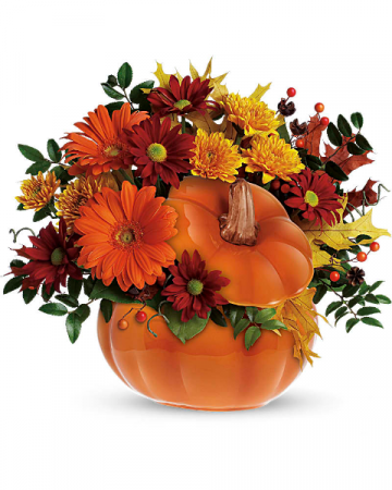 pumpkin patch in ceramic pumpkin with lid