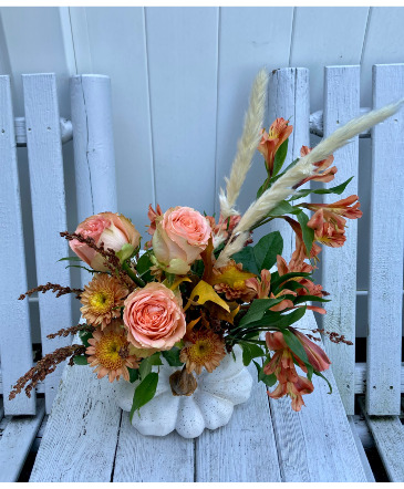 Pumpkin Peach Floral Arrangement in Darien, CT | DARIEN FLOWERS
