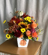 OCTOBER SPECIAL PUMPKIN POSY  FALL ARRANGEMENT