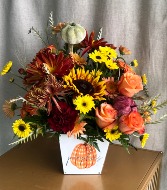 OCTOBER SPECIAL PUMPKIN POSY  FALL ARRANGEMENT