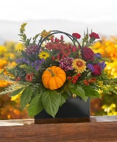 Pumpkin Spice Blooms Purse Arrangement 