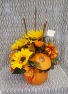 Pumpkin Vase w/ Silk Sunflowers & Leaves 
