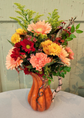 Punkin Pitcher Vase Arrangement