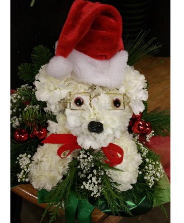 Puppy Claus! Fresh Arrangement  in Indianapolis, IN | SHADELAND FLOWER SHOP