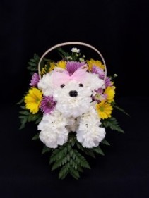 Puppy Dog Basket fresh arrangement