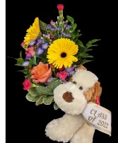Puppy Hug Bouquet Wrapped Flowers