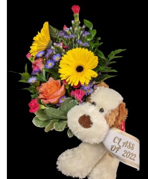 Puppy Hug Bouquet Wrapped Flowers