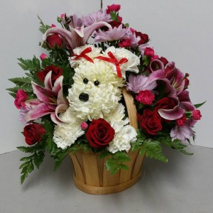 Puppy Love Fresh Floral Basket