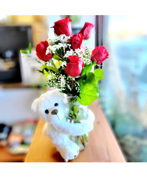 Puppy Love Vased Floral Arrangement