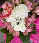 Puppy Surprise Wrapped Flower Bouquet Any Occassion