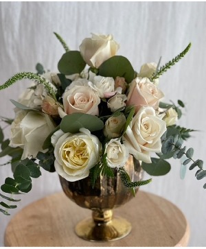 Pure Elegance  Soft Cream, Blush and Ivory Pedestal arrangement 