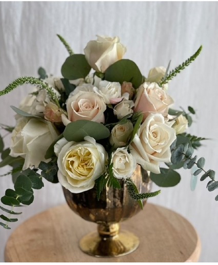 Pure Elegance  Soft Cream, Blush and Ivory Pedestal arrangement 