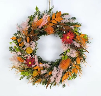 PURE NATURAL DRIED FLOWERS (7) WREATH  SIZE-30 CM