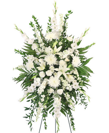 Pure Solace Standing Spray in Burton, MI | FENNER'S FLORAL & DESIGN COMPANY Pure Solace Standing Spray in Burton, MI | FENNER'S FLORAL & DESIGN COMPANY