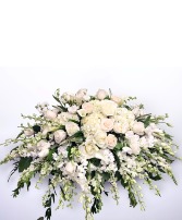 Pure white casket arrangement 