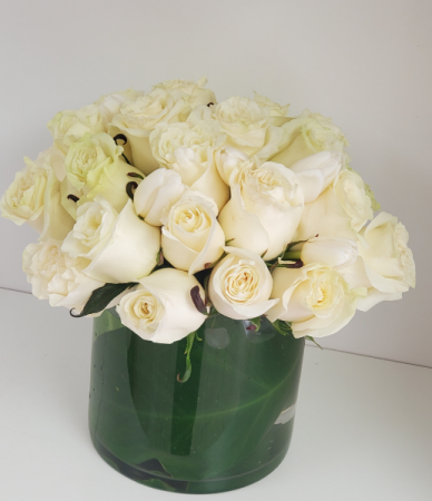 Pure White Romance Rose Arrangement