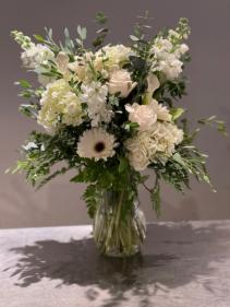 Purest of Hearts White Wildflower Vase Arrangement