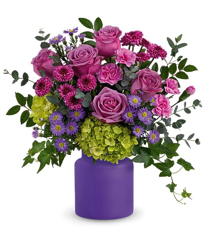 Purple Amethyst One Sided Vase Arrangement