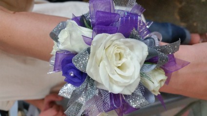 Purple and White Prom Corsage