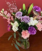 Purple and White Vase Vase Arrangement in Hardwick, Vermont | THE FLOWER BASKET