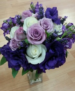 Purple and White Wedding Bouquet Hand-Tied Bridal Bouquet