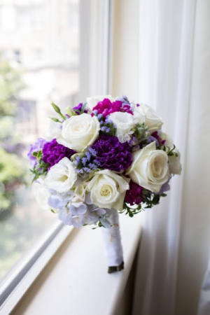 Lavender and Ivory Silk Rose Nosegay Bridal Bouquet