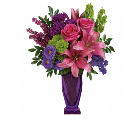 Purple blooming bouquet  Vase