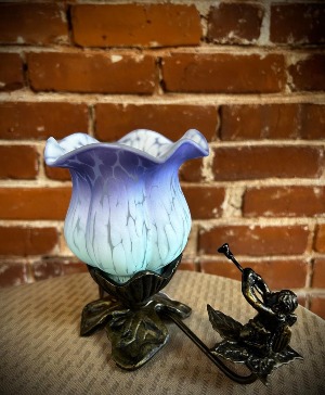 Purple & Blue Cherub Flower Lamp 