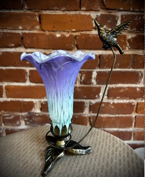 Purple & Blue Hummingbird Tulip Lamp 