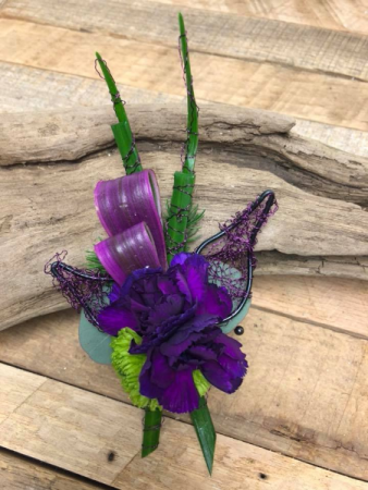 Purple and Green Boutonniere