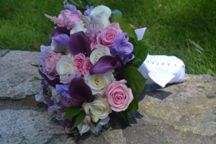 purple brides bouquet wedding