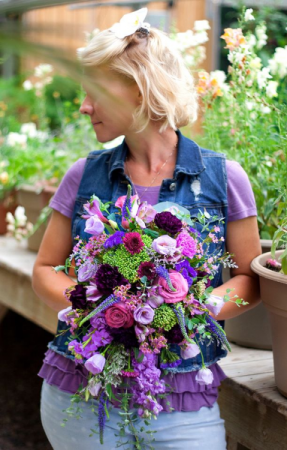 Purple Cascading Bouquet 