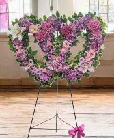 Purple Double Heart Standing Spray