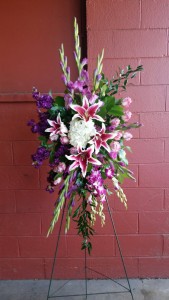 Purple Elegant Standing Funeral Spray
