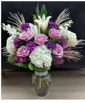Purple Fantasy Vase arrangment