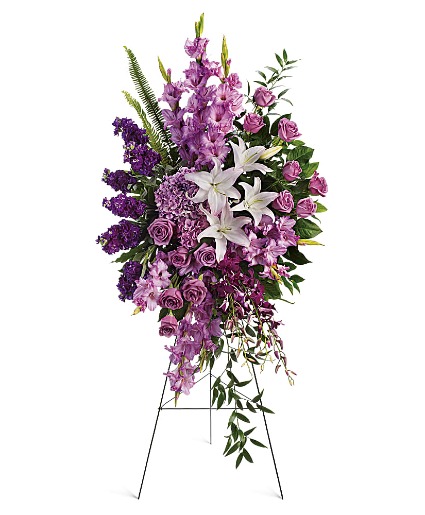 Purple Floral Array Funeral standing spray