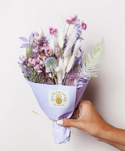 Purple & Green Dried Flower Bouquet (Mini) Dried Flowers