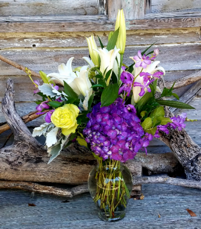 Purple Hydrangea  Vases arrangement