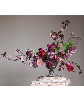 purple impressions made with silk flowers, fresh is deluxe