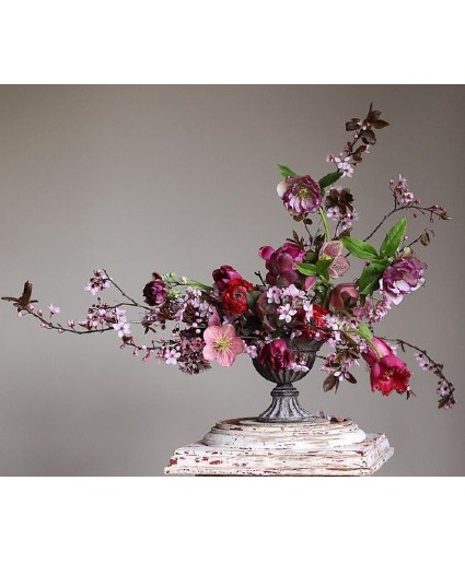 purple impressions made with silk flowers, fresh is deluxe