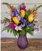 Purple iris passion Vase arrangement 
