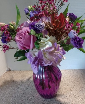 Purple Joy Vase arrangement