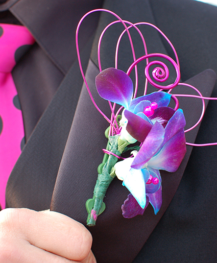 Purple Orchid Boutonniere Prom Flowers