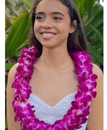 PURPLE ORCHID LEI Double Thick Strand 