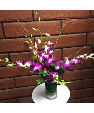 Purple Orchid Vase Arrangement